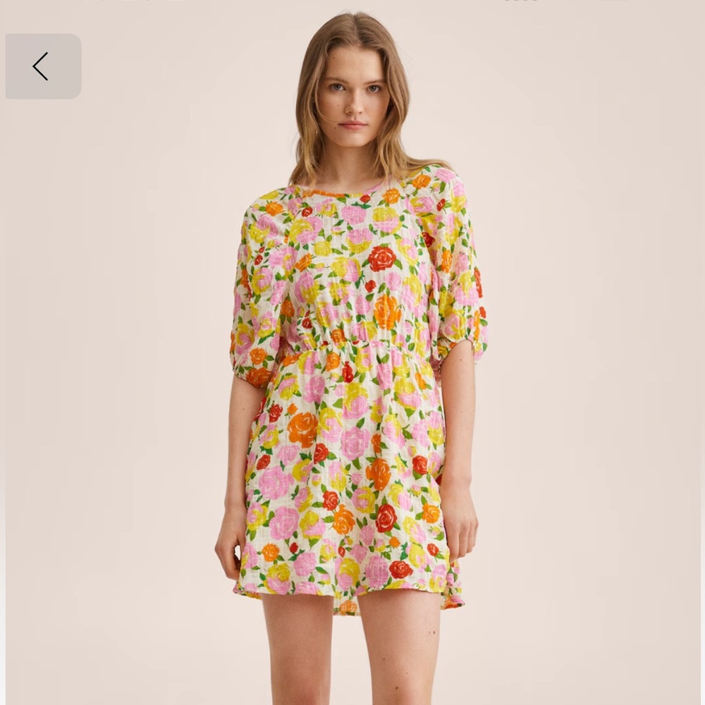 NWT Mango Floral Lace-Up Back mini Dress size 6